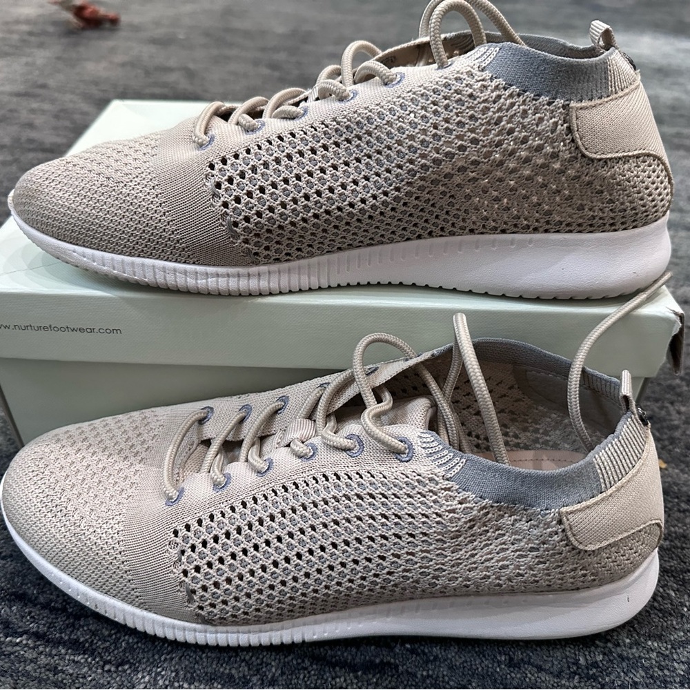 Beige Knit Sneakers